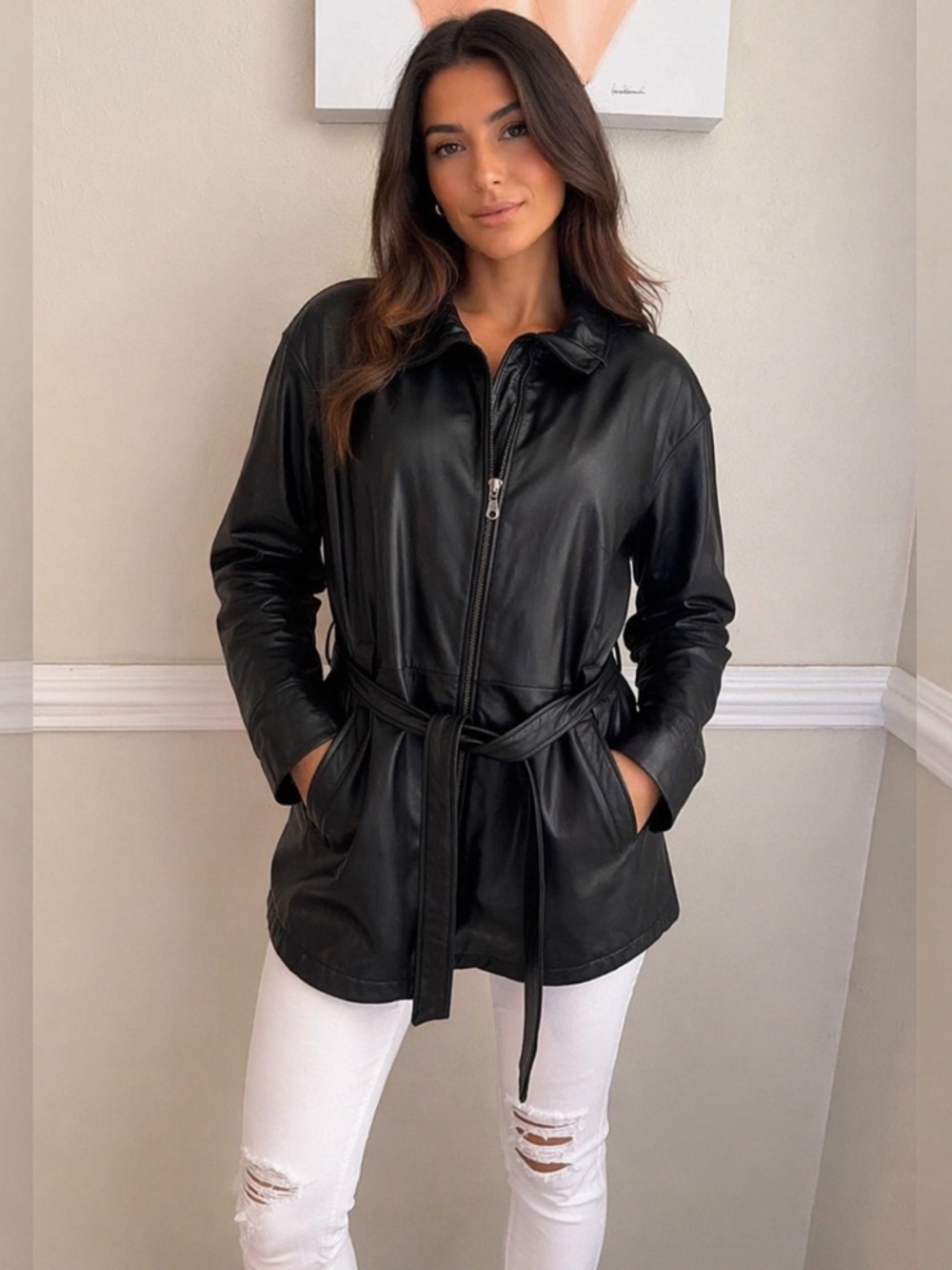 JAQUELINE FERRAR  VINTAGE MOTO JACKET EXTRA LARGE